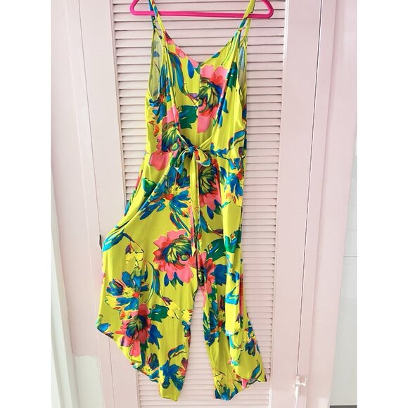 Ivy Street Sz XL Wide Leg Jumpsuit Spaghetti Strap BOLD Floral Summer Comfy CUTE - Picture 10 of 12